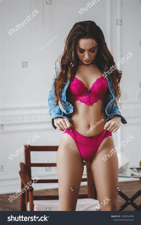 Beautiful Sexy Brunette Lingerie Posing Interior Stock Photo Edit Now 1289764396