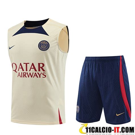 Outlet Kit Canotta Allenamento Pantaloncini PSG Giallo 2023 2024