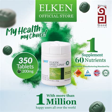 Official Store Elken Spirulina Tablet Tablets X Mg