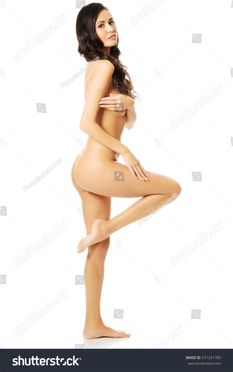Slim Nude Woman Standing Holding One Stock Photo 271241783 Shutterstock