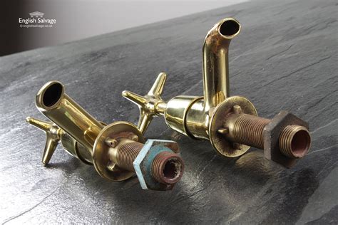 Salvaged Restored Pair Of Brass Basin Taps