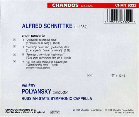 Alfred Schnittke Konzert F R Chor Cd Jpc