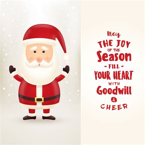 Premium Vector Typographic Christmas Greeting Card With Santa Claus