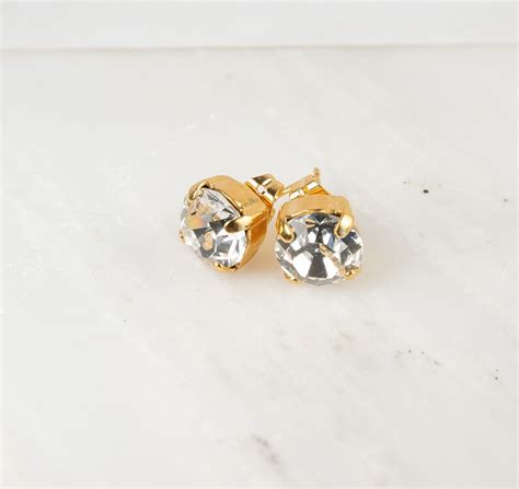 April Birthstone Earrings Swarovski Crystal Gold Earrings - Etsy