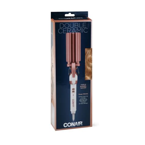 NEW Conair Double Ceramic TRIPLE BARREL WAVER STYLER White Rose Gold