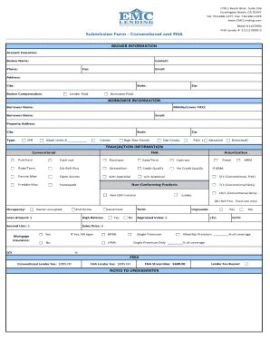 Fillable Online Submission Form Conventional And Fha Emc Lending