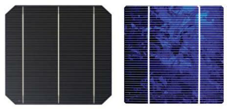 (Left) Mono-crystalline and (right) multi-crystalline silicon solar ...