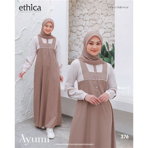 Jual Terbaru Gamis Ethica Ayumi Brown Shopee Indonesia