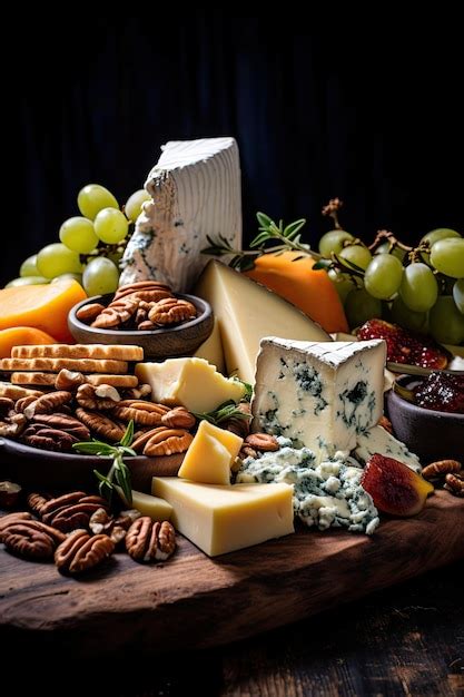 Premium AI Image | a plate of cheese and fruit