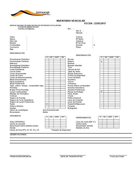 Formato Inventario De Vehiculos Doc Vehículos Con Tracción Delantera Fabricantes De
