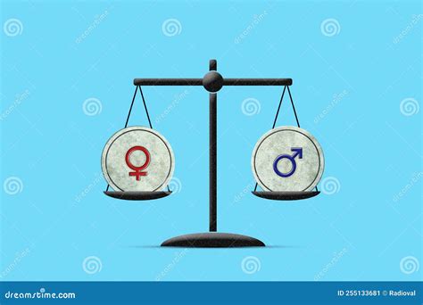 Concept Of Gender Equality Icons Of Male And Female On Scales With Equal Weight Stock