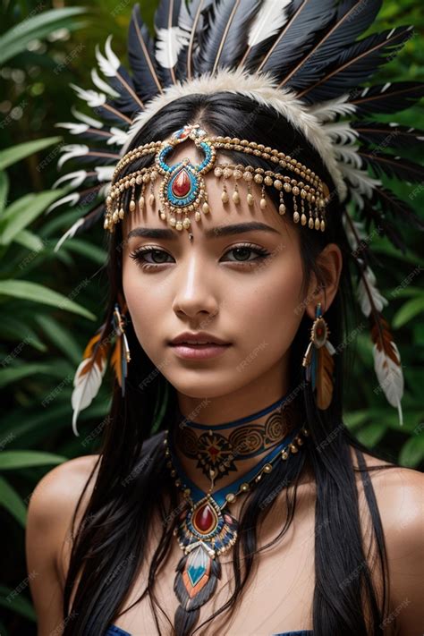 Premium Ai Image Beautiful Sexy Native American Woman In Traditional