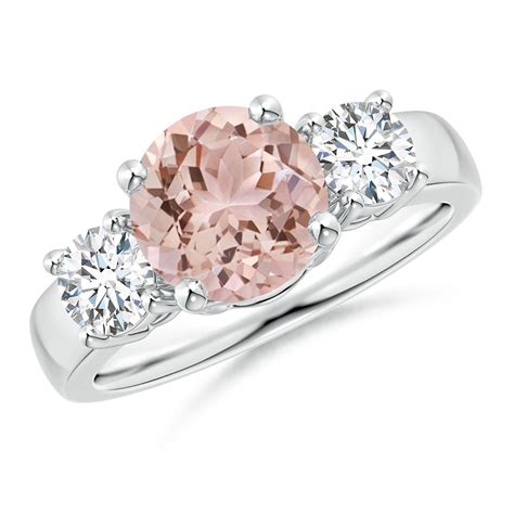 Classic Morganite And Diamond Three Stone Engagement Ring Angara