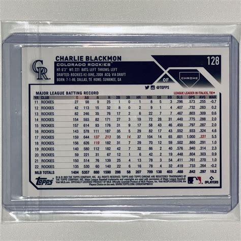 Charlie Blackmon Serial Aqua Refractor Topps Chrome