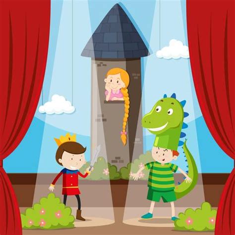 Kids doing role play on stage 365948 Vector Art at Vecteezy