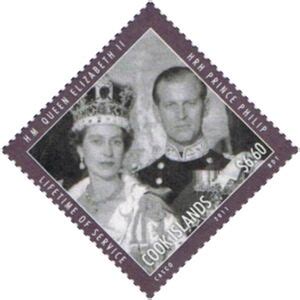 Stamp Queen Elizabeth II Prince Philip Cook Islands Celebrities Mi