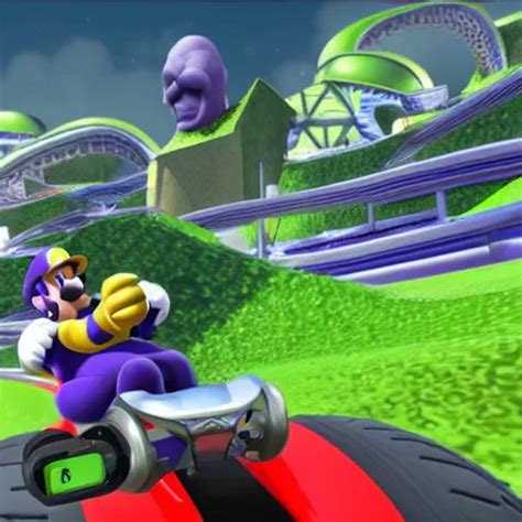 Thanos In Mario Kart Game Screenshot Realistic Stable Diffusion