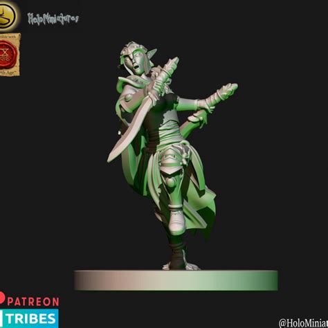 3D Printable Wood Elves Forest Guard With Dual Weapons Elf By