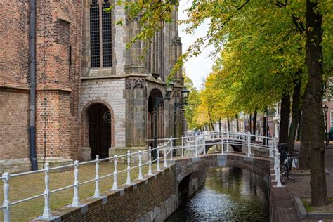 Vista Panorámica Del Casco Antiguo De Delft Holland Imagen de archivo