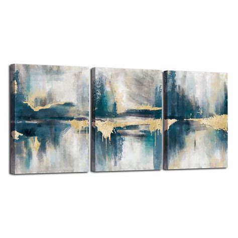 Artbyhannah Piece X Inch Abstract Artwork Blue Canvas Print Set