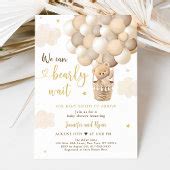 Teddy Bear Hot Air Balloon Gold Baby Shower Invitation Zazzle