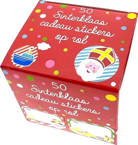 50x Sinterklaas Cadeau Stickers Op Rol Kado Naamstickers Sint Thema