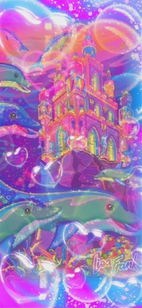 Lisa Frank Dolphins Dolphin Magenta Rainbow Art Nostalgia