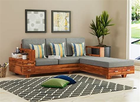 Mamta Furniture Solid Sheesham Wood L Shape Seater Sofa Set For