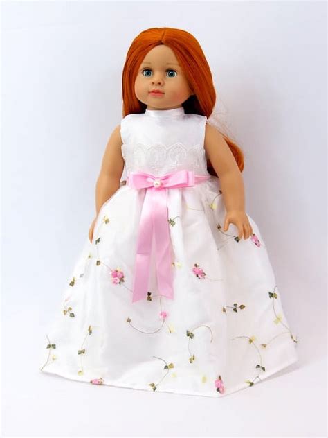 White Floral Dress Compatible With 18 American Girl Dolls Madame Alexander Our Generation