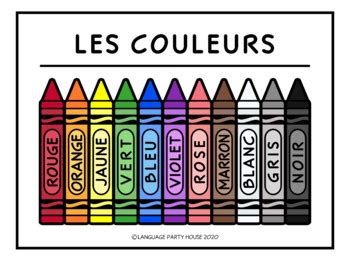 Crayons and Colors in FRENCH Printables by Language Party House | TPT