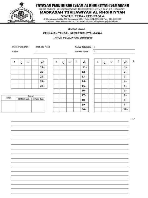 Lembar Jawab Bahasa Arab Pdf