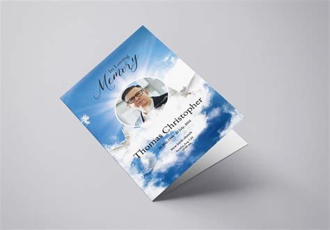 Heavenly Dove Funeral Program Template Obituary Template Etsy