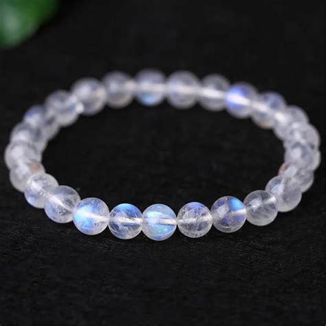 Mm Genuine Natural Moonstone Bracelets For Women Femme Blue Lights