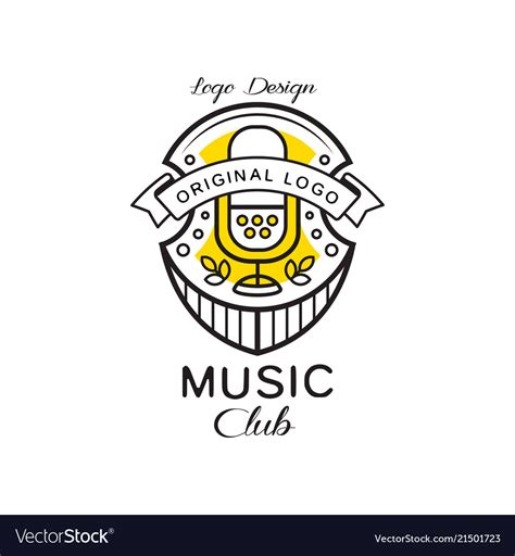 Music club logo design heraldic shield with retro Vector Image