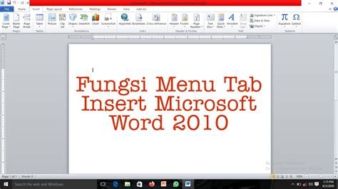 Fungsi Menu Tab Insert Microsoft Word 2010 Tutorial 2020 YouTube