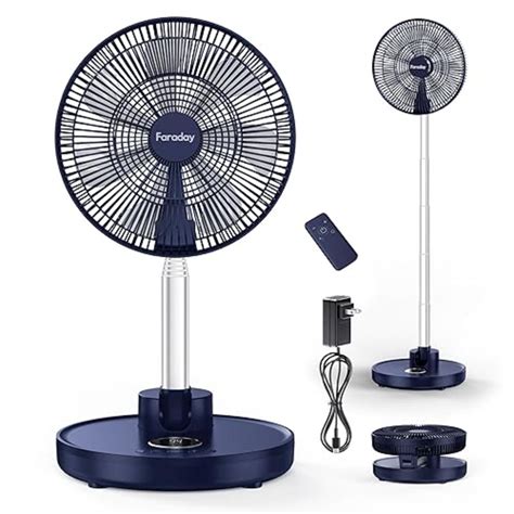 Faraday Oscillating Standing Fan 12” Foldable Portable Quiet Floor Fan 12000mah Rechargeable