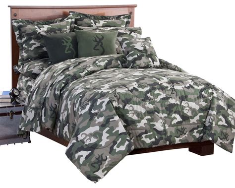 Browning Buckmark Camo Green Comforter Set AND Matching Sheet Set, Twin ...