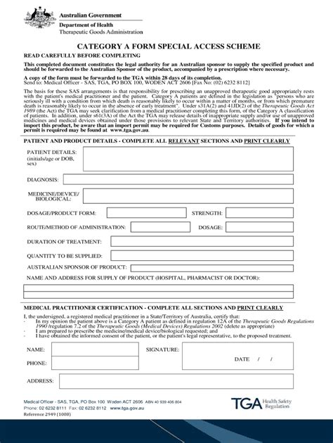 Fillable Online Rch Org Category A Form Special Access Scheme Read