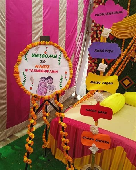 Handmade Welcome Board For Haldi Ceremony In Personalized