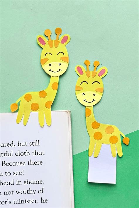 Adorable Giraffe Bookmark Craft With Free Template Bookmark Craft