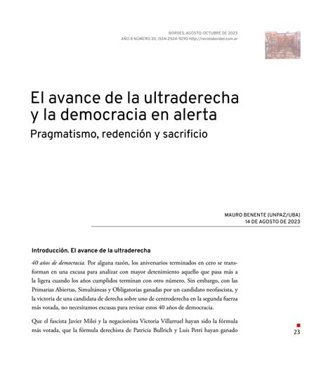 El Avance De La Ultraderecha Y La Democracia En Alerta Pragmatismo Redención Y Sacrificio Bordes