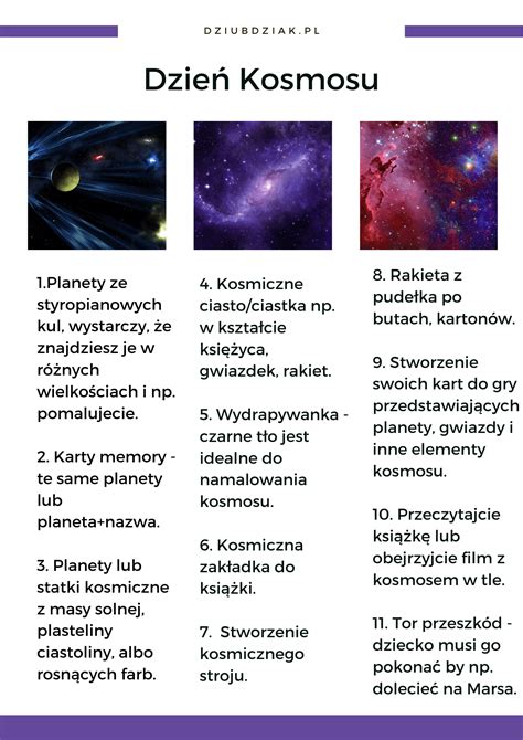 Dzie Kosmosu Lista Pomys W Na Zabawy Dla Dzieci Dziubdziak Pl