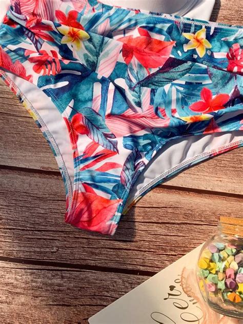 Tropical Print Push Up Bikini Swimsuit SHEIN USA