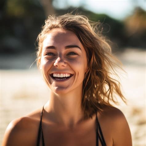 Retrato de un joven niña bonita en la playa Foto Premium