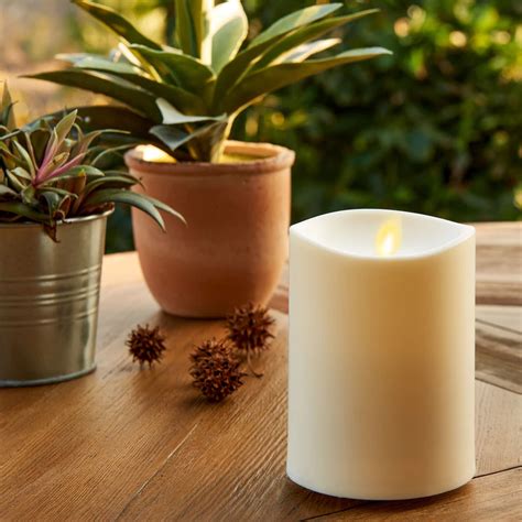 Luminara Outdoor Flameless Grand Pillar Candles With Real Flame