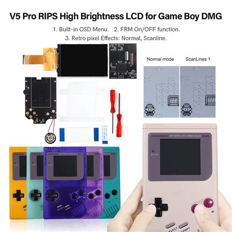 Full Size Dmg Ips V Pro Lcd Screen Backlight Kit Colors Retro Pixel