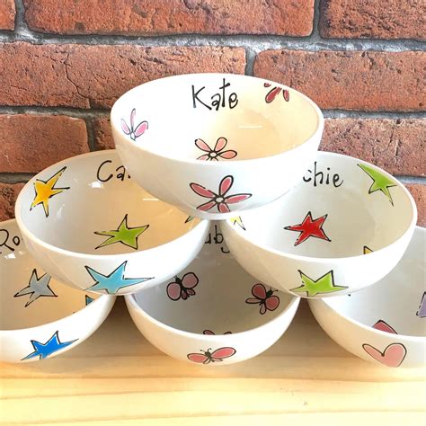 Personalised Bowl Glazed Ceramic Bowls Pretty Bowl Mum Etsy