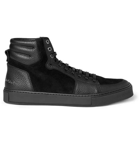 Suede And Leather Panelled High Top Sneakers Ysl Sneakers High Top