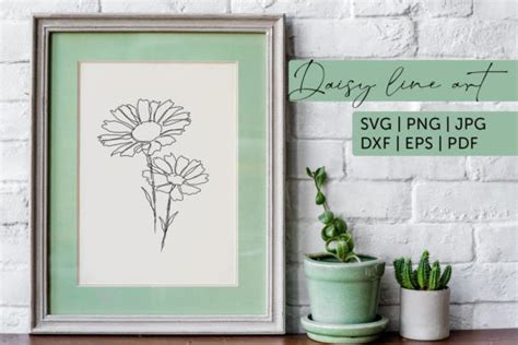 Daisy Line Art Svg Floral Png Graphic By Rachelfrederickscreative