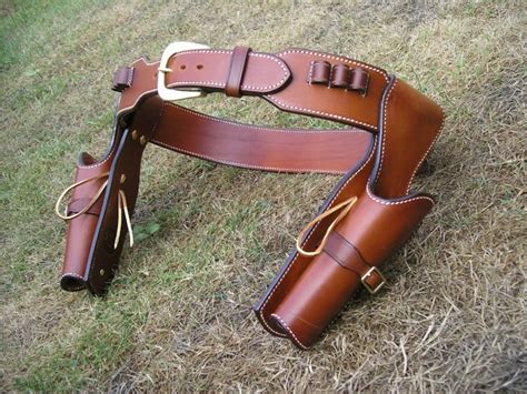 Handmade Leather Western Gunbelt Rig Double Rig Western Gunbelt